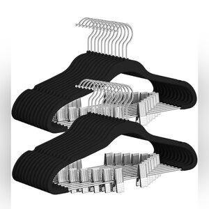TIMMY Black Velvet Hangers w/ Clips 30 Pack Space Saving Closet Organizer